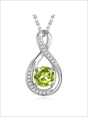 Sterling Silver Birthstone Infinity Pendant Necklace 18K White Gold Plated